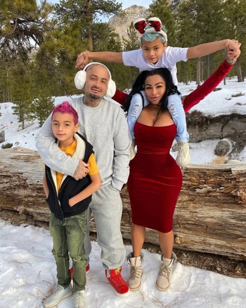 Brittany O'Campo with her husband Lucky Moe Razavi and their kids